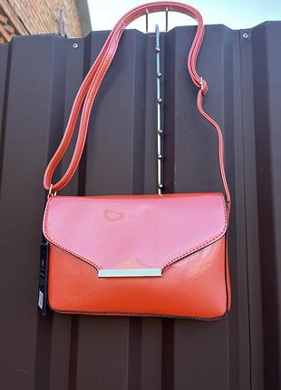 Sale❗️сумочка яркая оранжевая лаковая сумочка