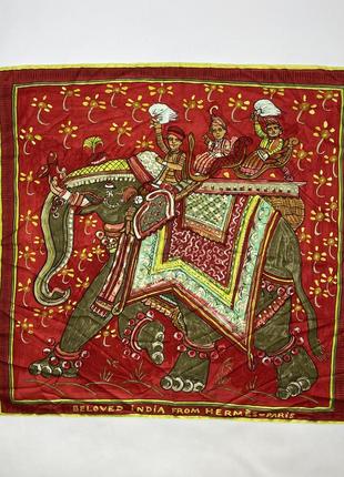 Коллекционный редкий шелковый платок hermes beloved india from hermes paris silk scarf 90x90