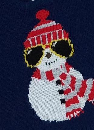 Теплый новогодний свитер снеговик на 18-24 мес2 фото
