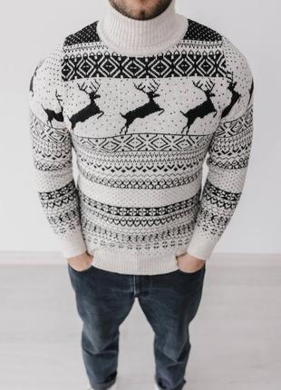 🎄новогодний шерстяной свитер с оленями2 фото