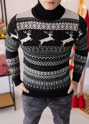 🎄новогодний шерстяной свитер с оленями4 фото