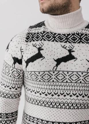 🎄новогодний шерстяной свитер с оленями8 фото