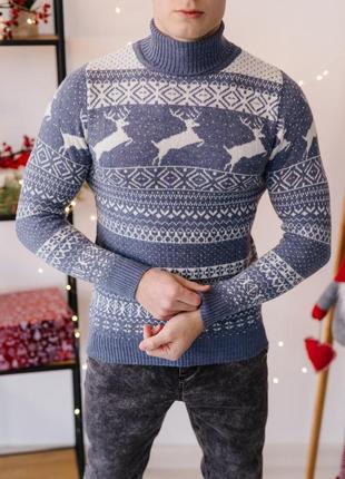 🎄новогодний шерстяной свитер с оленями10 фото