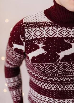 🎄новогодний шерстяной свитер с оленями7 фото