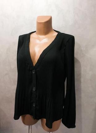 Шикарна чорна блуза пліссе відомого іспанського бренду zara.4 фото