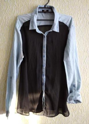 Женская двухтканевая рубашка блузка, р.л, yes or no1 фото