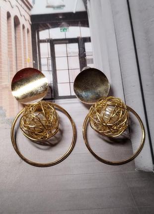 Серьги золотистые легкие новые