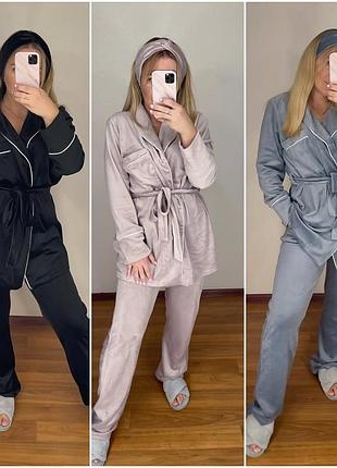 Домашний  женский костюм кофта с брюками ткань велюр размеры норма