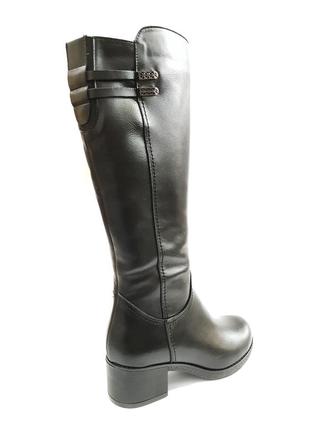 Зимові чоботи жіночі з натуральної шкіри на підборах стильні якісні чорні 36 розмір romax 53454 фото