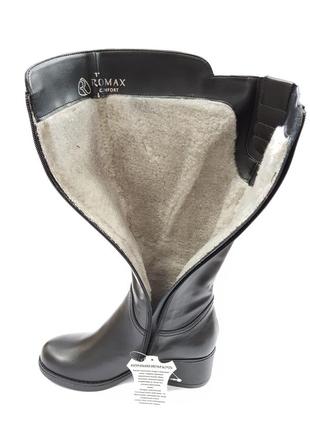 Зимові чоботи жіночі з натуральної шкіри на підборах стильні якісні чорні 36 розмір romax 53457 фото