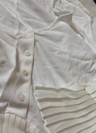 Белая контрастная плиссированная многоярусная блузка/мини-платье zara woman3 фото
