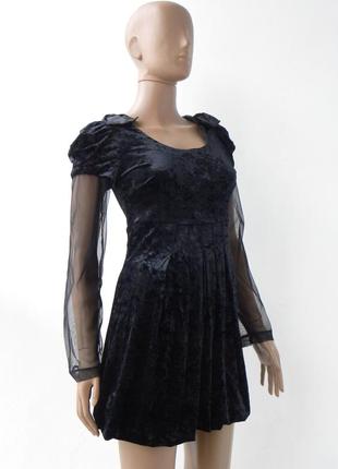 Маленькое черное платье из велюровой ткани 46 размер (40 евроразмер).2 фото