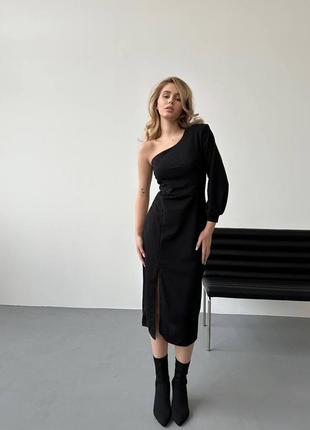 Черное платье миди3 фото