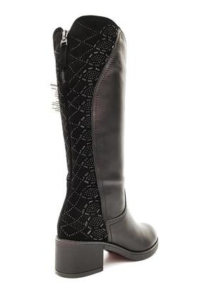 Зимові чоботи жіночі з натуральної шкіри замші на підборах красиві модні модельні 37р romax 52804 фото
