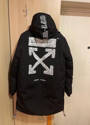 Чорна куртка off white, чорний пуховик off-white