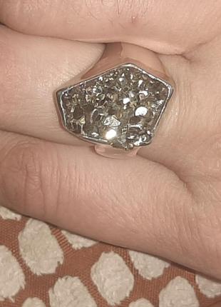 Шикарное итальянское серебряное кольцо с пиритом6 фото