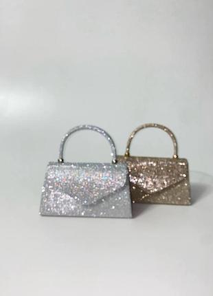 Сумка клатч нарядная с блестками стразами женская новогодняя свадебное