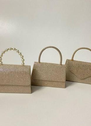 Сумка клатч нарядная с блестками стразами женская новогодняя свадебное