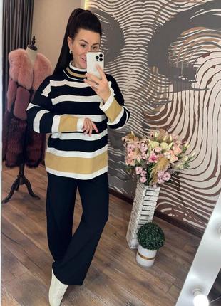 Женский теплый костюм, связанный костюм, вязаный костюм, прогулочный костюм, прорезиненный, прогулочный костюм, трикотажный костюм, сенёсный тёплый костюм двухсторонний брючный