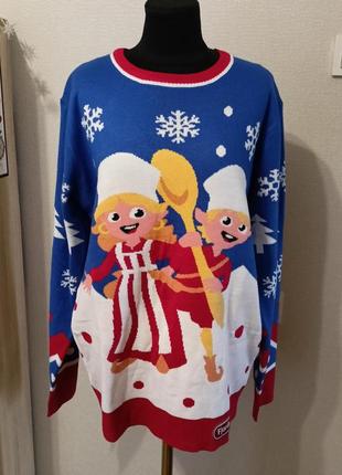 Новорічний светр пуловер,кофта новорічний прин
