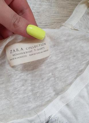 Крутая футболка zara льняная  с принтом2 фото