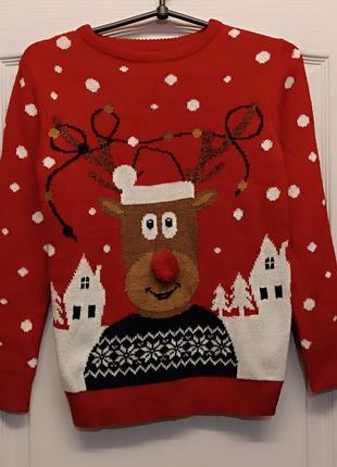Новорічний светр з оленям1 фото