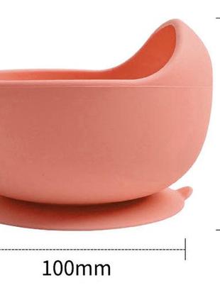 Набор силиконовой посуды 2life круглая тарелка y14, ложка вилка, слюнявчик красный (n-10665)2 фото
