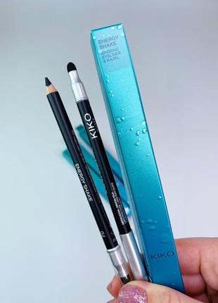 Каял для очей kiko milano energy shake ginseng eyeliner & kajal. чорний олівець для очей. підводка