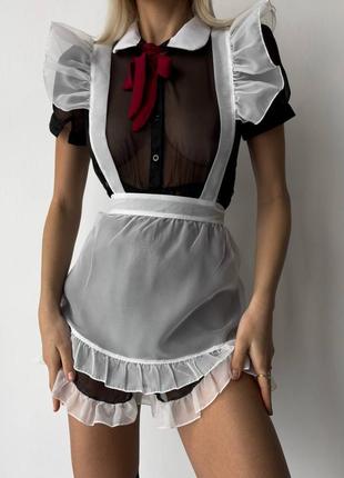 Рольовий костюм горнічної школярки еротичний комплект с м л1 фото