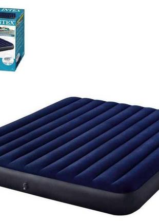 Надувной матрас двухместный intex 64755 classic downy airbed dura-beam, 183х203х25 см