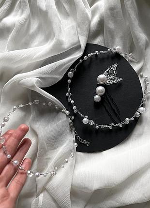 Набор свадебных украшений для невесты: свадебные заколки, шпилька, веточка для волос,...