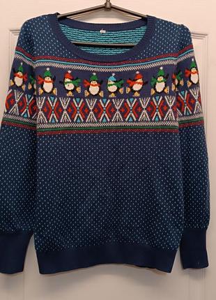 Новогодний свитер с пингвинами1 фото