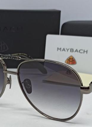 Maybach очки капли мужские солнцезащитные серый градиент в серебристом металле на флексах