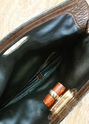 Коричневый кожаный клатч fedra винтажный клатч из змеиной кожи5 фото