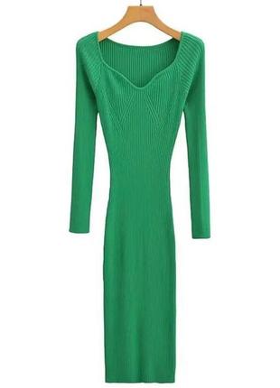 Зеленое платье миди2 фото