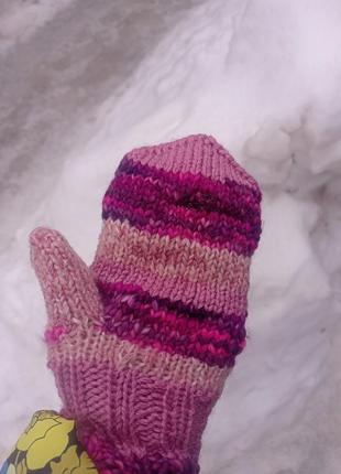 В'язані рукавички яскраві теплі подарунок4 фото
