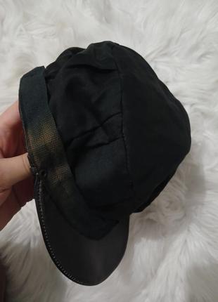 Кепка хуліганка чорні шкіряна шапка хуліганка з натуральної шкіри6 фото