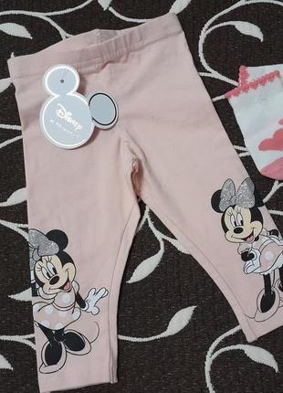 Лосины хлопковые с носочками на девочку 3-6 месяцев, фирмы primark (disney)