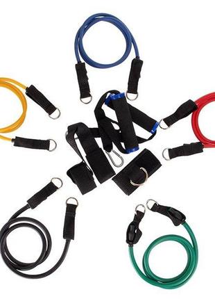Эспандер многофункциональный для фитнеса 5 жгутов resistance band et-510 набор (56363174), zelart