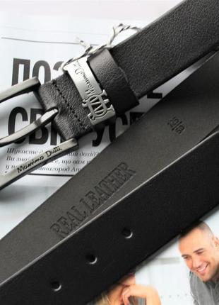 Мужской ремень massimo dutti black черный кожаный в подарочной упаковке1 фото