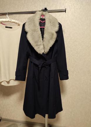 Нереально стильное шерстяное пальто с натуральным мехом