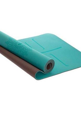 Килимок для йоги з розміткою fi-2430 блакитний (56508152)1 фото