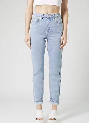 Джинсы с высокой посадкой topshop moto bleach mom jeans w30 l34