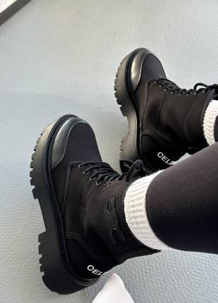 Celine boots black, черевики на флісі, ботинки на флисе, сапоги