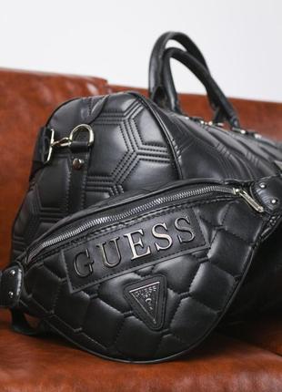 Комплект сумка + бананка зі шкірозамінника guess чорний3 фото