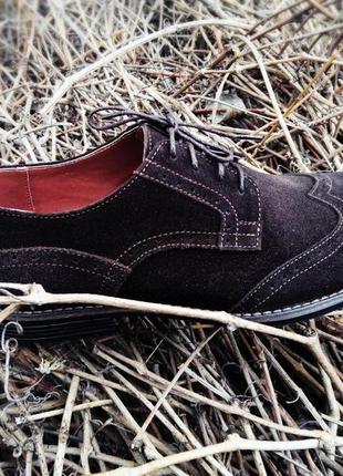 Класичні чоловічі туфлі,броги замша 41-47рр коричневі6 фото