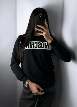 Свитшот moschino черный оригинал кофта толстовка бег лого