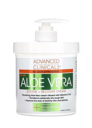 Advanced clinicals aloe vera, soothe + recover cream, 16 oz (454 g) алое вера крем