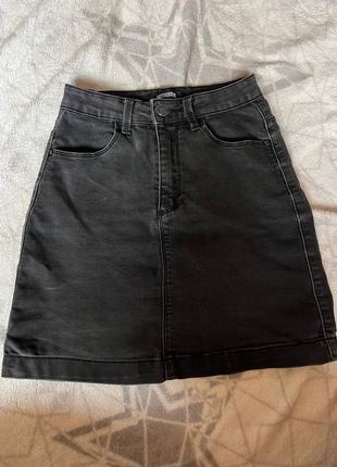 Спідниця юбка джинсовая черная чорна джинсова