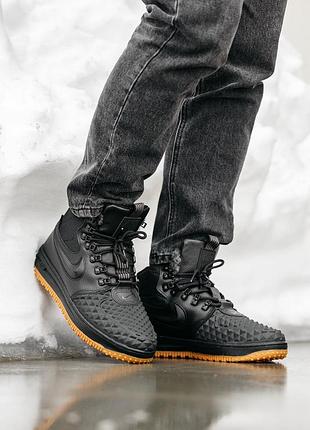 Чоловічі зимні кросівки найк nike lunar force duckboot winter black❄️ мужские зимние кроссовки найк, кросівки зимні високі найк форс